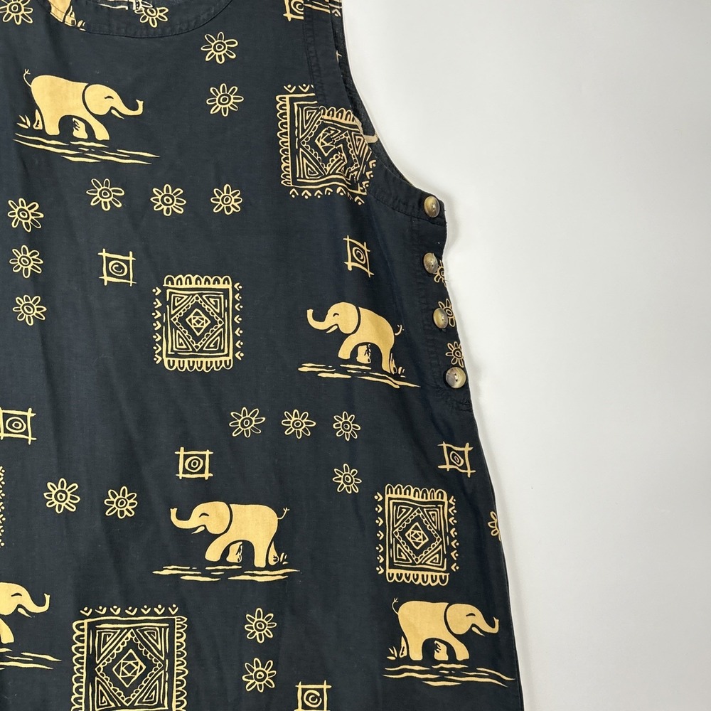 Vintage Ty Wear Safari Maxi Dress Size 16 African Elephant Lyocell Travel Vacay - Picture 4 of 14